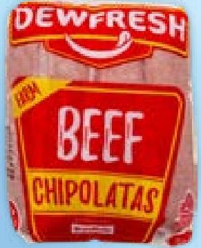 Dewfresh Beef Chipolatas 225g