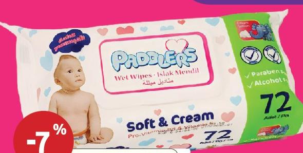 Paddlers Wet Wipes Soft & Cream, 72 Count