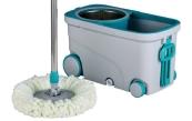 Mop and Bucket Set with Wheels, 2 Mop Heads, 115cm Handle, Microfiber Material