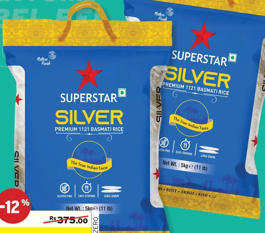 SUPERSTAR SILVER PREMIUM 1121 BASMATI RICE 5KG
