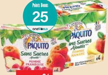 Paquito Purée de Pomme Sans Sucre Banane/ Framboise/ Poire 4x100g