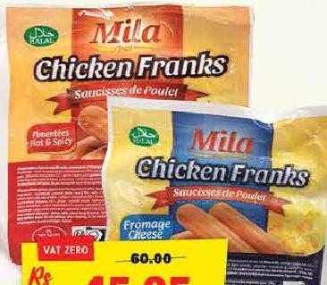 Mila Chicken Franks Fromage/Hot & Spicy 340g