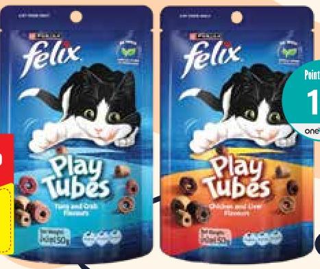 Felix Cat Adult Playtubes Tuna & Crab/Chicken & Liver 50g