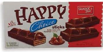 Happy Choice Stick Wafer Bar Hazelnut Cream & Cocoa Coating 140g