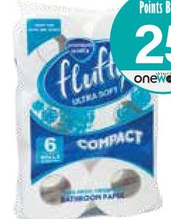 Fluffy Compact Toilet Paper x 6 Rolls
