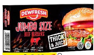 DEWFRESH JUMBO BEEF BURGERS X 4 400G / BEEF BURGERS X 10 500G