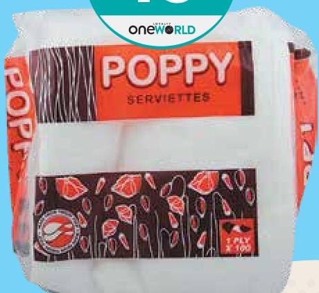 Poppy Serviettes 1 Pli x 100