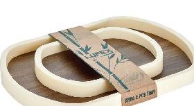 Anka Wood and Plastic Tray 2 Pcs