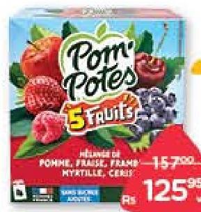 Pom'Potes Sans Sucres Ajoutés 5 Fruits Jaunes, Rouges, Les P'tits Explorateurs Le Roi Arthur, Sur Mars, Les Vitaminés, Pomme Brugnon 4 x 90 g