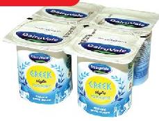 Le Lot de 4 Yaourt Greek Style - Dairyvale Nature Sans Sucre le pot de 125g