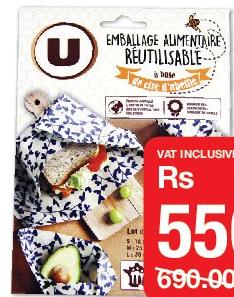 Reusable Food Wraps Lot de 3 Tailles S:18x20cm, M:25x28cm, L:30x36cm