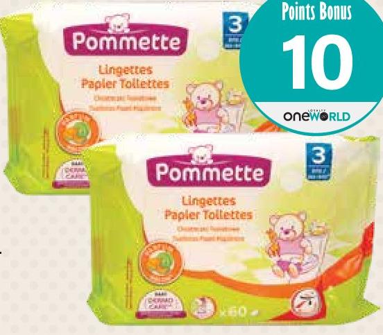 Pommette Lingettes Papier Toilettes pour Enfant x 60