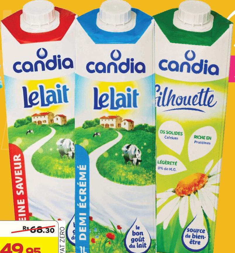 CANDIA UHT MILK BRICK 1LT (FULL / SEMI SKIM / SILHOUETTE)