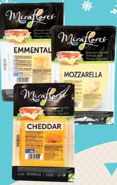 Miraflores Cheddar / Edam / Emmental / Gouda / Mozzarella Tranche 100g