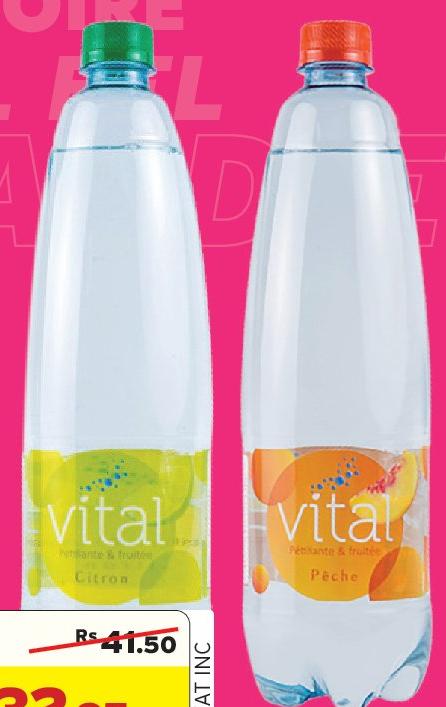 Vital Flavoured Sparkling Water Peach / Citron 1L
