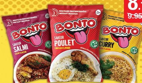 Bonto Instant Noodles - Salmi, Poulet, Curry Flavors