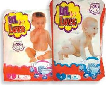 Lil Luv Nappies Small/Medium/Large x20
