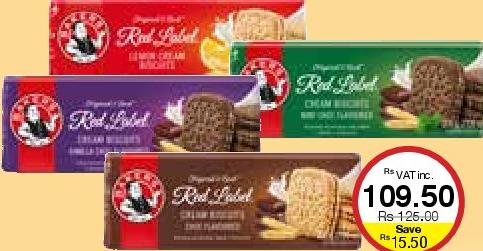 Bakers Red Label Lemon Cream/ Vanilla Cream/ Choc Cream/ Mint Cream - 200g