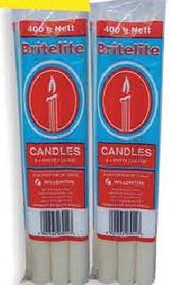 BriteLite Candles x6 White Fluted 400g