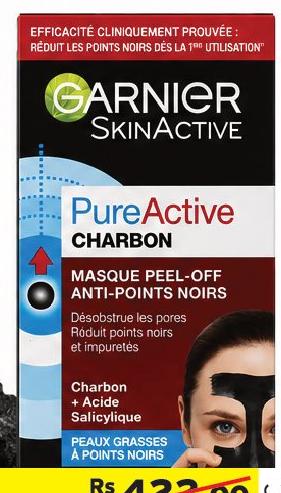 Garnier SkinActive Pure Active Charcoal Masque Peel-Off Anti-Points Noirs 50ml