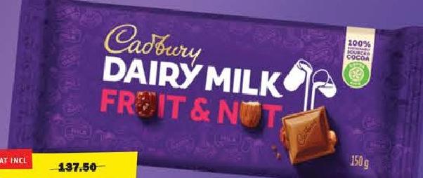 Cadbury Dairy Milk Fruit & Nut Chocolate 150g