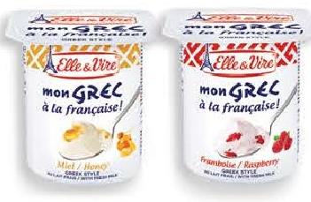 Elle & Vire Mon Grec Framboise/Miel/Nature Sucre 125g