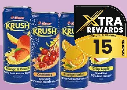 Clover Krush Sparkling Fruit Juice Can 300ml All Refs