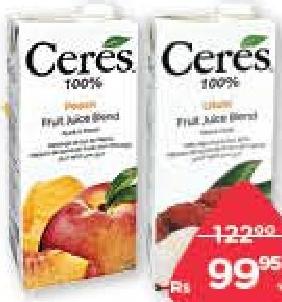 Ceres Apple, Full Moon Harvest, Litchi, Mango, Medley, Orange, Peach, Pineapple, Ruby Grapefruit, Season's Treasure 1L