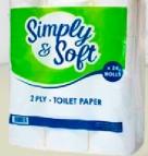 Simply & Soft Toilet Paper 2 Ply 24 Rolls