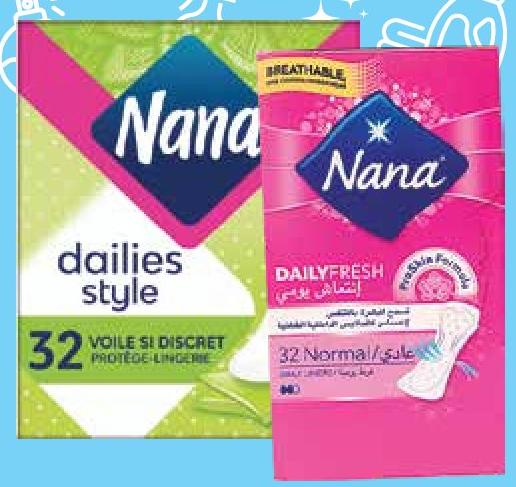 Nana Panty Liners Normal x 32 / String x 30 / Voile Si Discret x 32