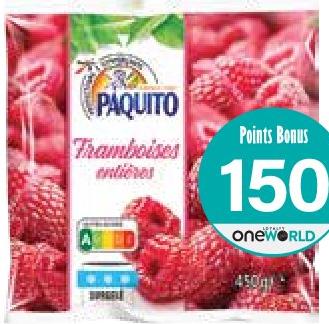 Paquito Framboises Entières Surgelées 450g
