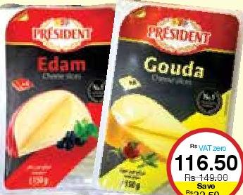 Président Gouda 6 Tranches/ Maasdam 6 Tranches/ Edam 6 Tranches/ Red Cheddar 6 Tranches/ Emmental 6 Tranches/ Mimolette 6 Tranches - 150g