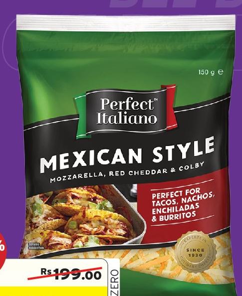 Perfect Italiano Mexican Style Mozzarella, Red Cheddar & Colby Grated Cheese Blend