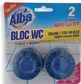 Alba Bloc WC Toilet Bowl Cleaner, Fraicheur Ocean, 2 Blocks