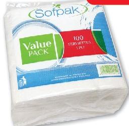 Serviette en Papier Value Pack 1 Pli x100