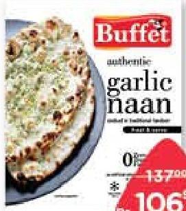 Buffet Tandoori Naan Plain, Garlic 340 g