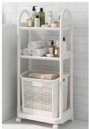 Laundry Shelf 3 Tiers on Wheels with Removable Basket
