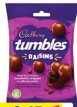 CADBURY RAISIN / SHORTCAKE TUMBLS / WHISPER 60G