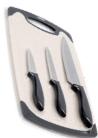 Lot de 4 pièces de découpe (3 couteaux + planche à découper)