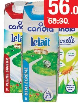 Candia Lait UHT Entier / Demi-Écrémé / Silhouette la brique de 1L