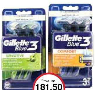 Gillette Blue3 Disposable Razor x3