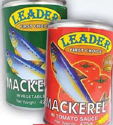 Leader Mackerel In Tomato Sauce/Natural Oil 425g