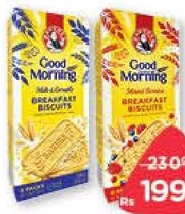 Bakers Good Morning Chocolate, Milk & Cereals, Mixed Berries, Peach & Apricot Breakfast Biscuits 300 g