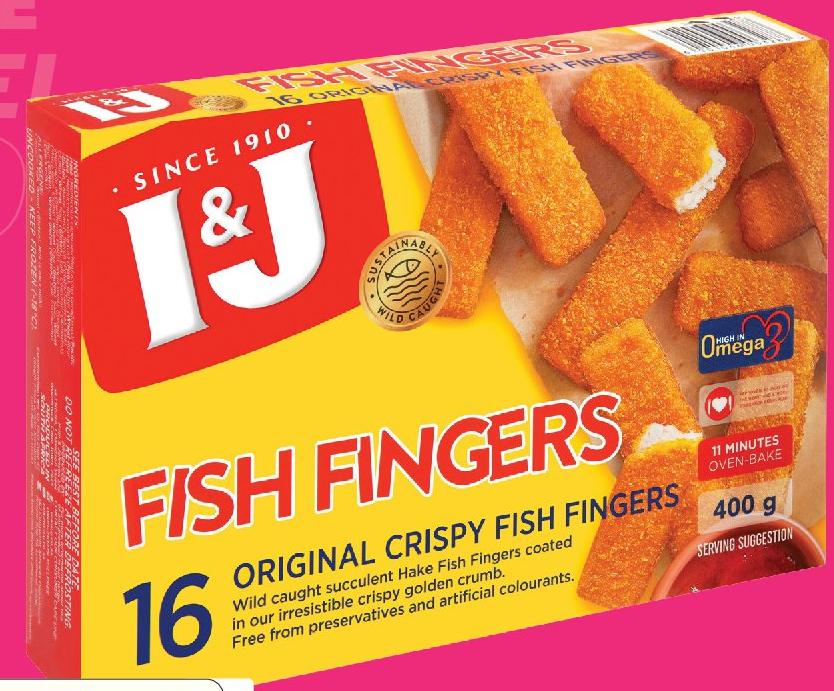 I&J Fish Fingers Original Crispy Fish Fingers 16 Pieces 400g