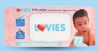 LOVIES Baby Wipes 72's