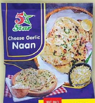 5 Star Cheese Garlic Naan 200g x2pcs