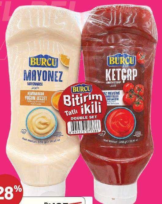 Burcu Duo Pack Mayonnaise 550g Ketchup 650g