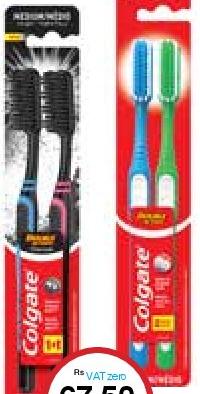 Colgate Toothbrush Double Action Charcoal Medium x2 / Double Action Medium x2