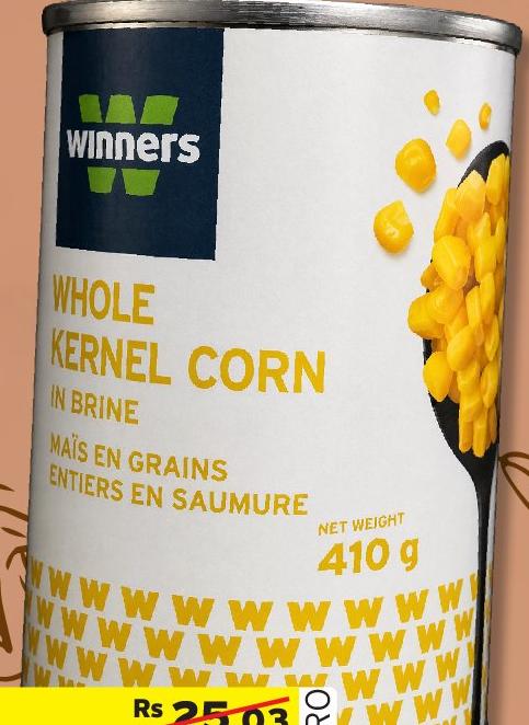Winners Whole Kernel Corn 410g