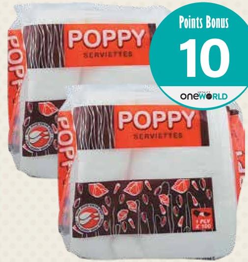 Poppy Serviettes 1 Ply x 100